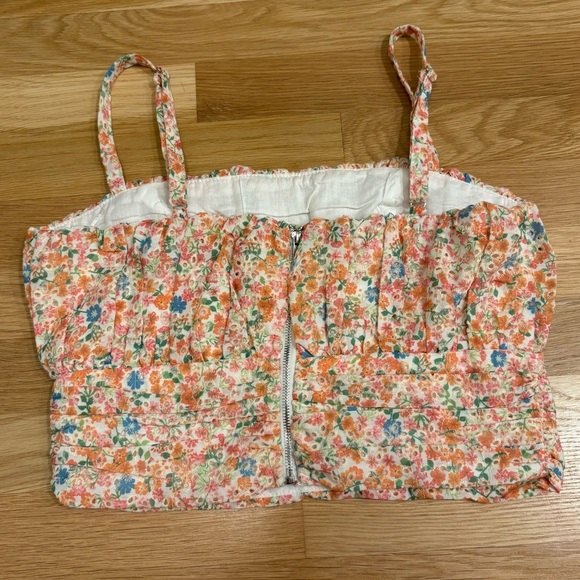 AQUA Floral Crop Tank Size Small - Picture 4 of 5